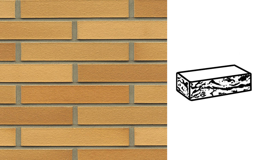 Кирпич клинкерный Muhr 01 EG Niederlausitzer Gelb Edelglanz готик, 240*90*40 мм