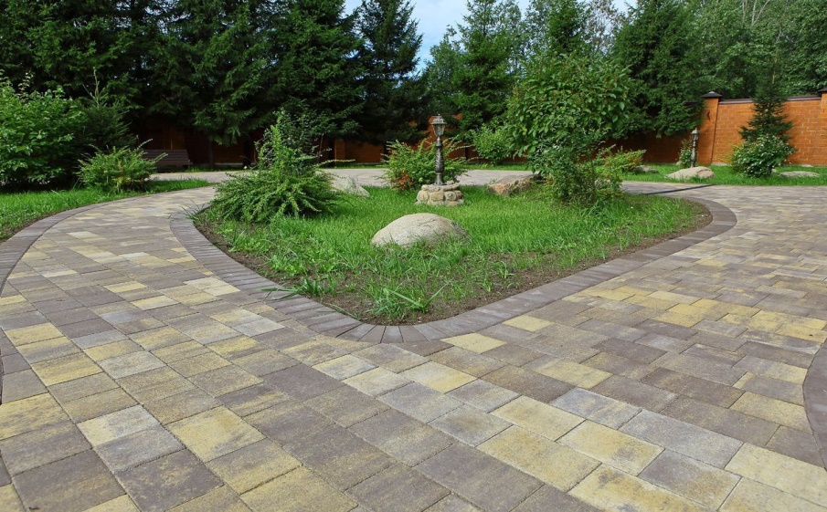 Плитка тротуарная Новый город В.3.Фсм.8 листопад гладкий янтарь, комплект 3 шт, толщина 80 мм