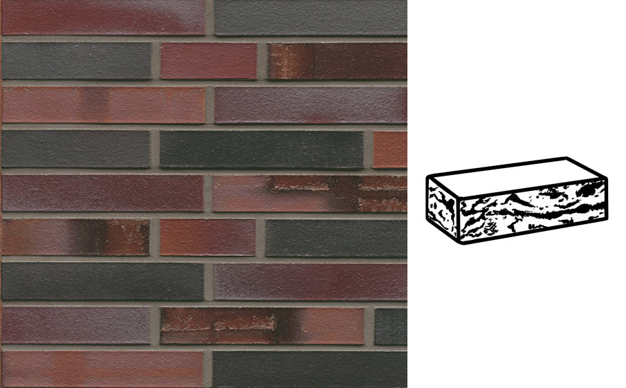 Кирпич клинкерный Muhr 29 S Schwarzblau-bunt Spezial готик, 290*90*52 мм