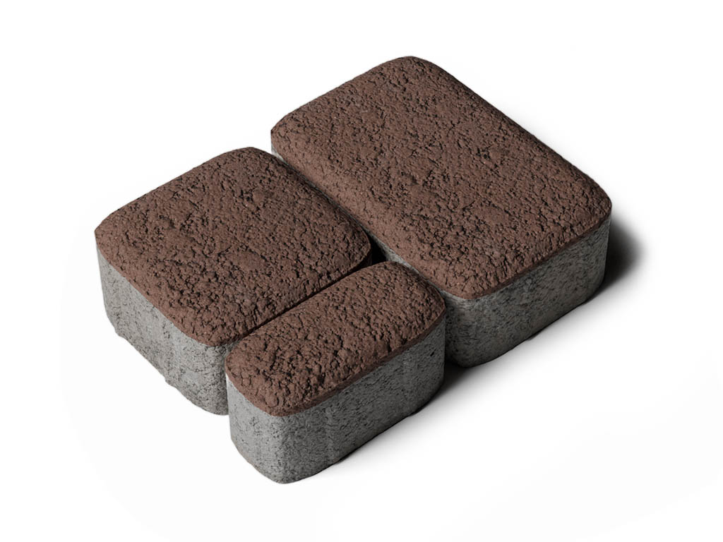 Плитка тротуарная Классико Б.4.КО.6 гранит коричневый, комплект 3 шт, толщина 60 мм