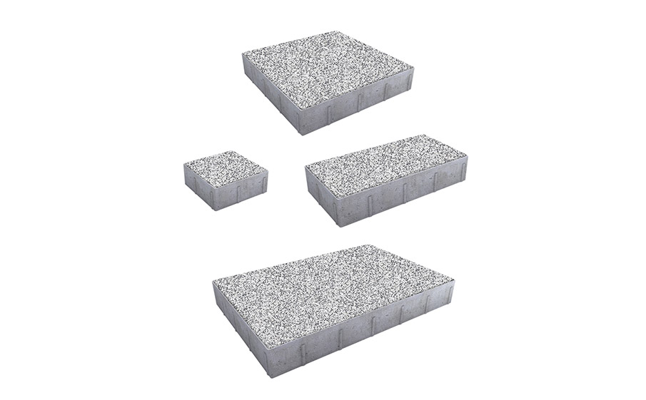 Плитка тротуарная Грандо Б.9.Фсм.6 стоунмикс белый с черным, комплект 4 шт, толщина 60 мм