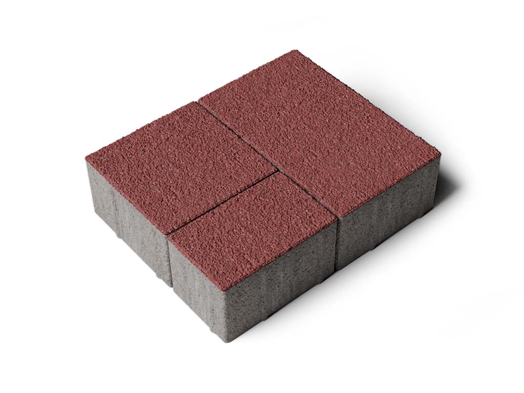 Плитка тротуарная Старый город Б.1.Фсм.8 гранит красный, комплект 3 шт, толщина 80 мм