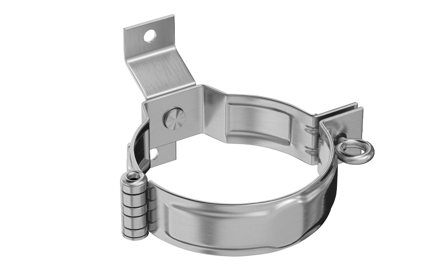 Декоративный хомут трубы Aquasystem под дерево с комплектом крепления оцинкованная сталь для системы D 125/90