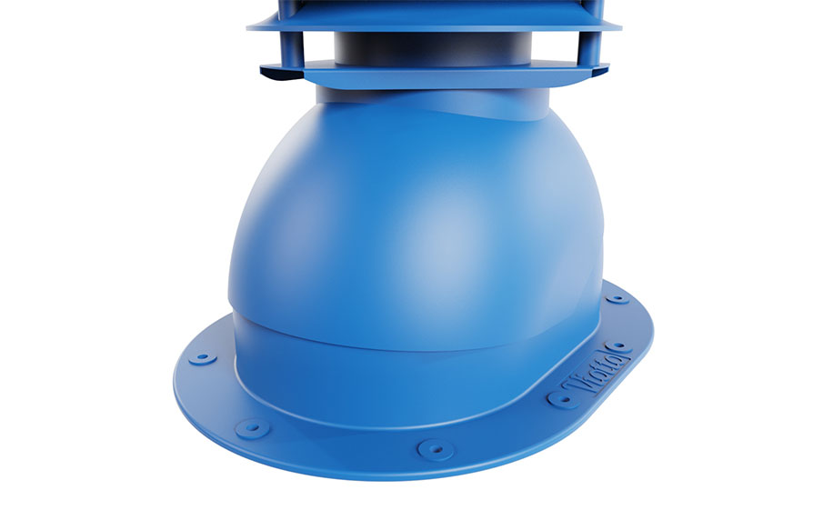 Выход вентиляции канализации Viotto для готовой мягкой и фальцевой кровли d=110 мм утепленный, RAL 5005 синий