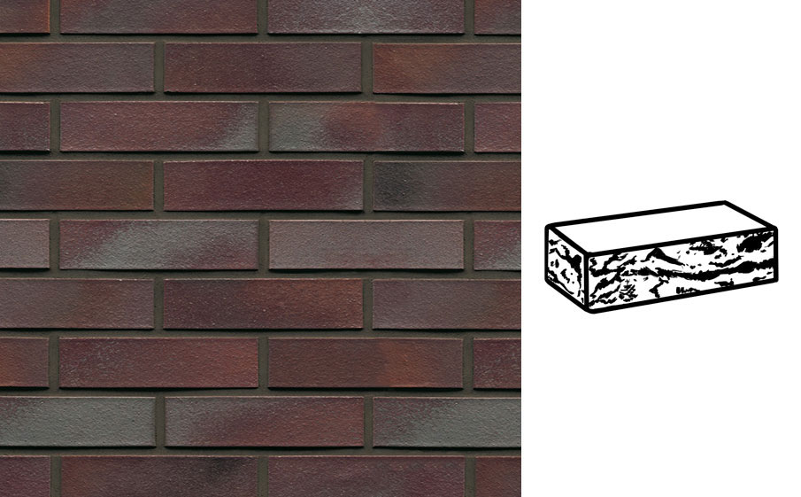 Кирпич клинкерный Muhr 10 Violettblau geflammt готик, 290*90*71 мм