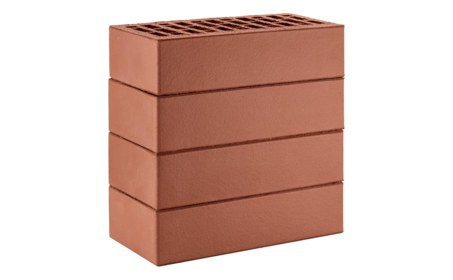 Кирпич облицовочный ЛСР, темно-красный, гладкий, утолщенные стенки, 250*120*65 мм