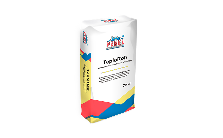 Цементно-известковая штукатурка Perel TeploRob 0518, 20 кг