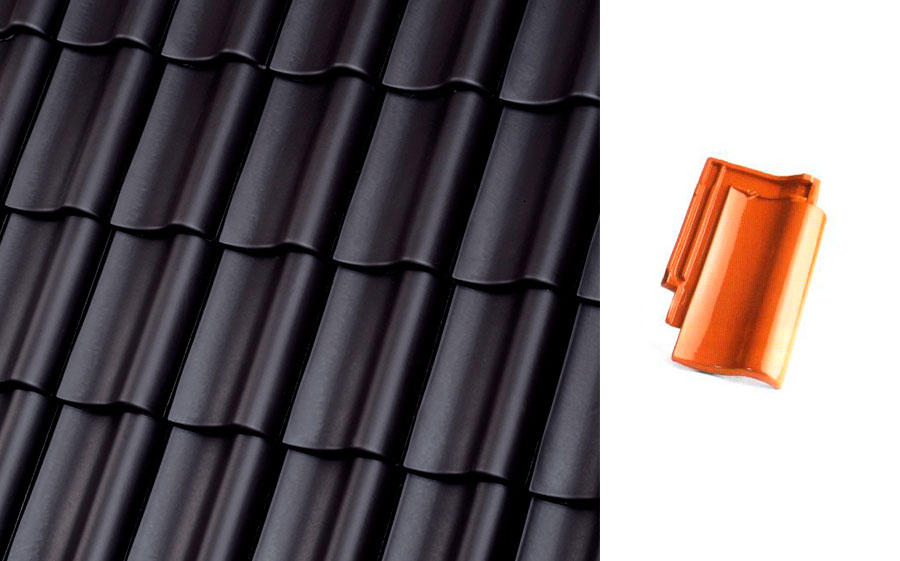 Керамическая черепица рядовая Roben Limburg антрацит ангоб