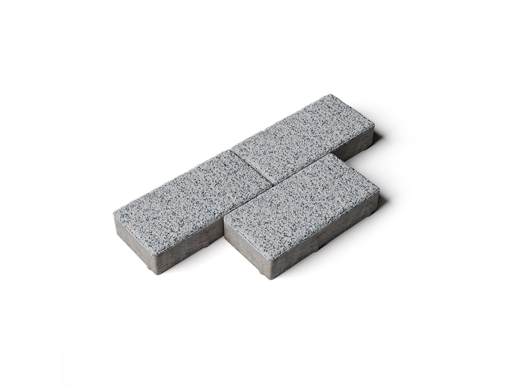 Плитка тротуарная Прямоугольник А.2.П.4 стоунмикс белый с черным, 200*100*40 мм