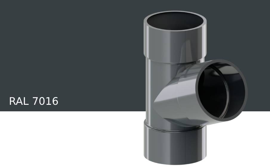 Тройник 67 градусов KROP PVC для системы D 130/90 мм, RAL 7016