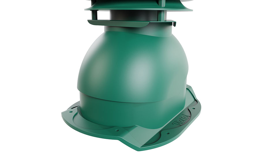 Выход вентиляции канализации Viotto для металлочерепицы Каскад d=110 мм утепленный, RAL 6005 зеленый