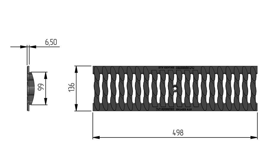 Решетка водоприемная пластиковая косичка AQUASTOK Norma DN100 класс A15