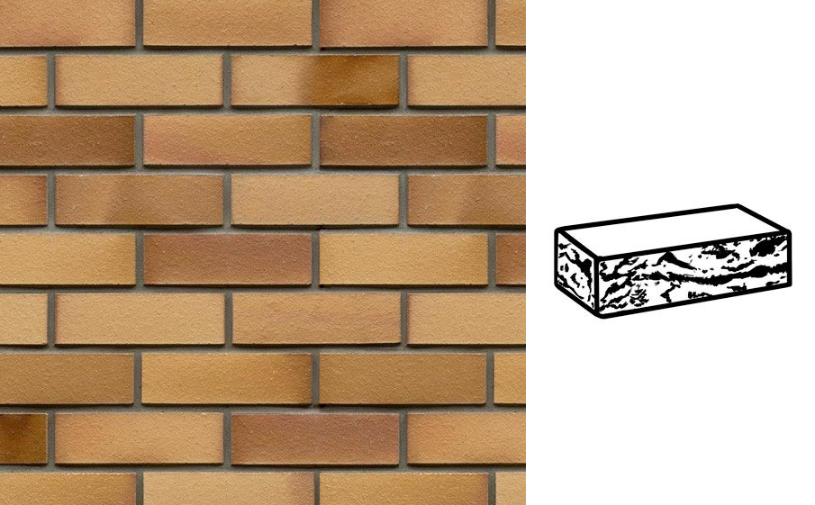 Кирпич клинкерный Muhr 06EG Hellbraun-bunt Edelglanz готик, 240*115*71 мм