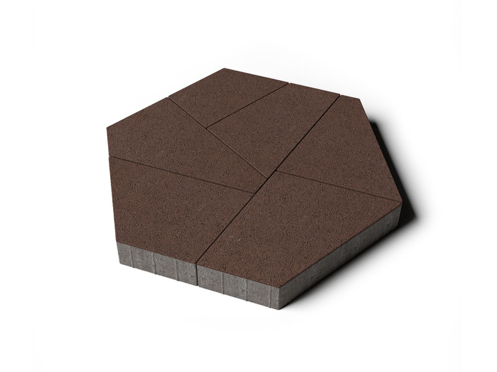 Плитка тротуарная Оригами Б.4.Фсм.8 гранит коричневый, комплект 6 шт, толщина 80 мм