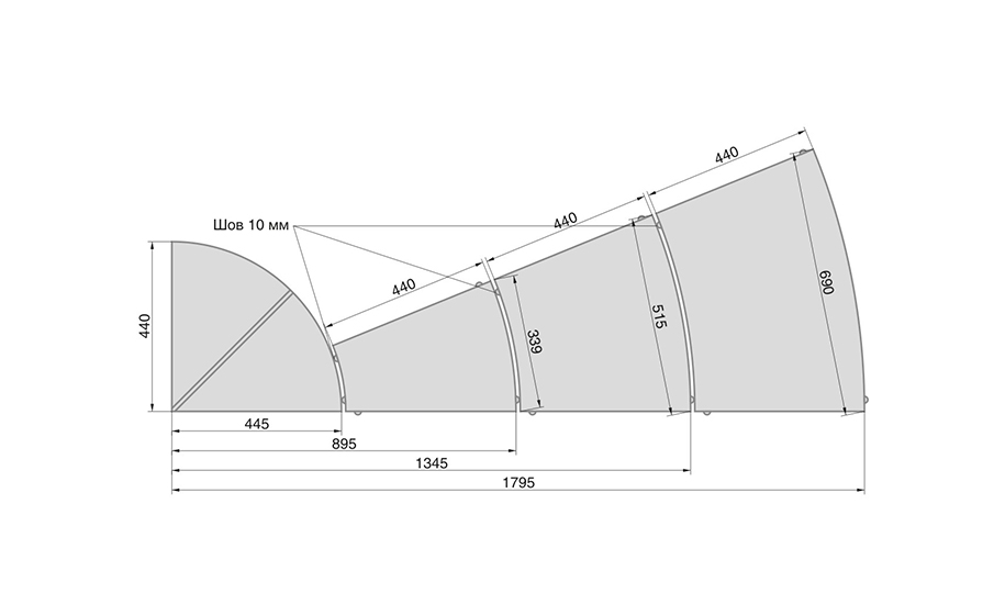 Тротуарная плитка радиальная White Hills, R2 902-44