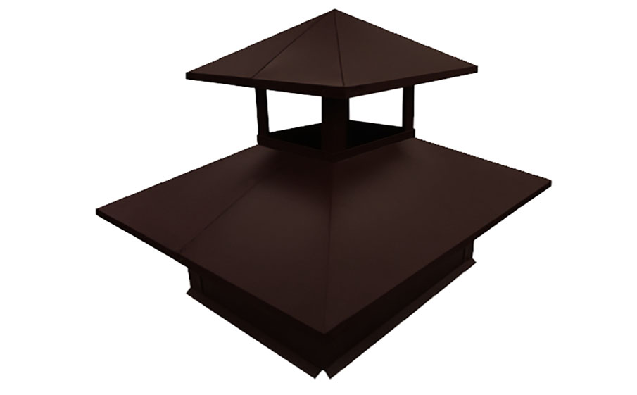 Дымник на трубу Grand Line двойной 520*390 мм 0,5 Satin с пленкой RAL 8017 шоколад