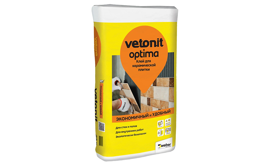 Плиточный цементный клей weber.vetonit optima, серый, 25 кг