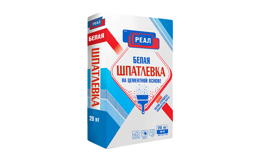 Шпаклевка РЕАЛ, белый, 20 кг