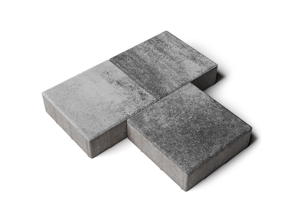 Плитка тротуарная Квадрат Б.1.К.10 листопад гладкий антрацит, 300*300*100 мм 