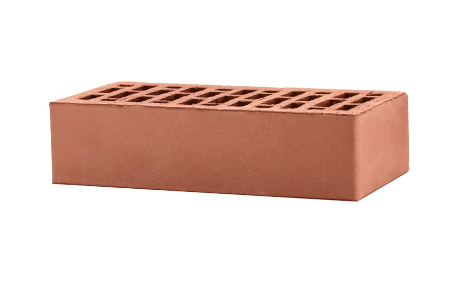 Кирпич облицовочный ЛСР, темно-красный, гладкий, утолщенные стенки, 250*120*65 мм