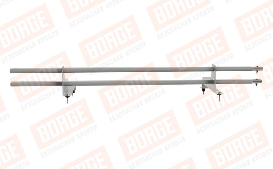 Снегозадержатель трубчатый Borge для металлочерепицы с высокой ступенькой 350 мм оцинкованный RAL 9006, 1,5 м