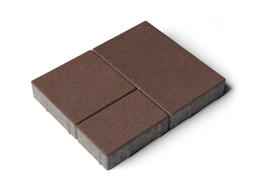 Плитка тротуарная Старый город А.1.Фсм.4 стандарт гладкий коричневый, комплект 3 шт, толщина 40 мм