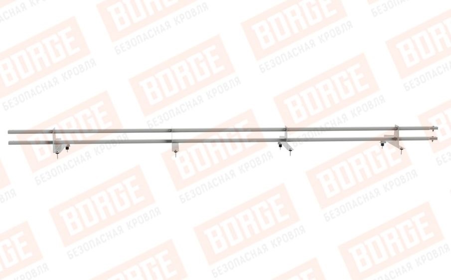 Снегозадержатель трубчатый Borge для металлочерепицы с высокой ступенькой 400 мм оцинкованный RAL 9006, 3 м