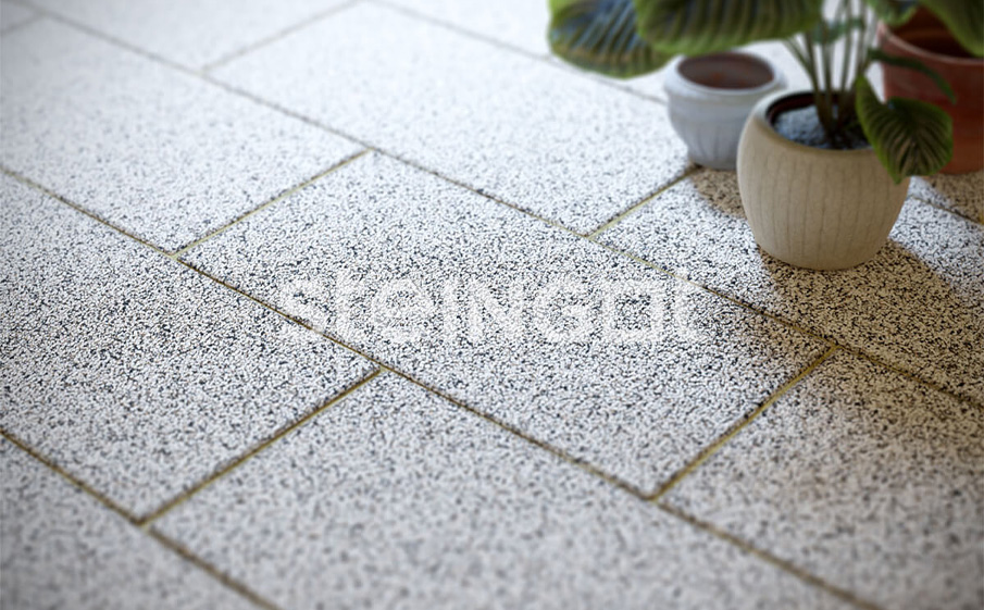 Плитка тротуарная Steingot Премиум, Плита, дробеструйная обработка, Bianco Nero, толщина 80 мм