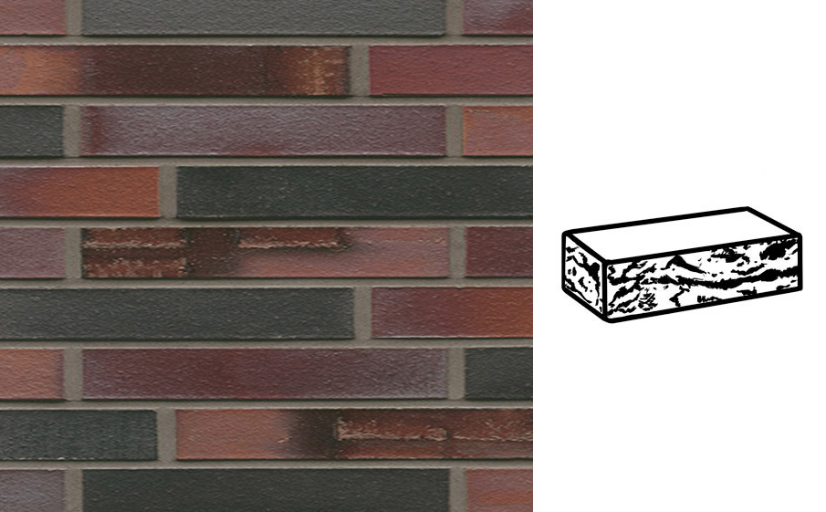 Кирпич клинкерный Muhr 29 S Schwarzblau-bunt Spezial готик, 290*90*40 мм