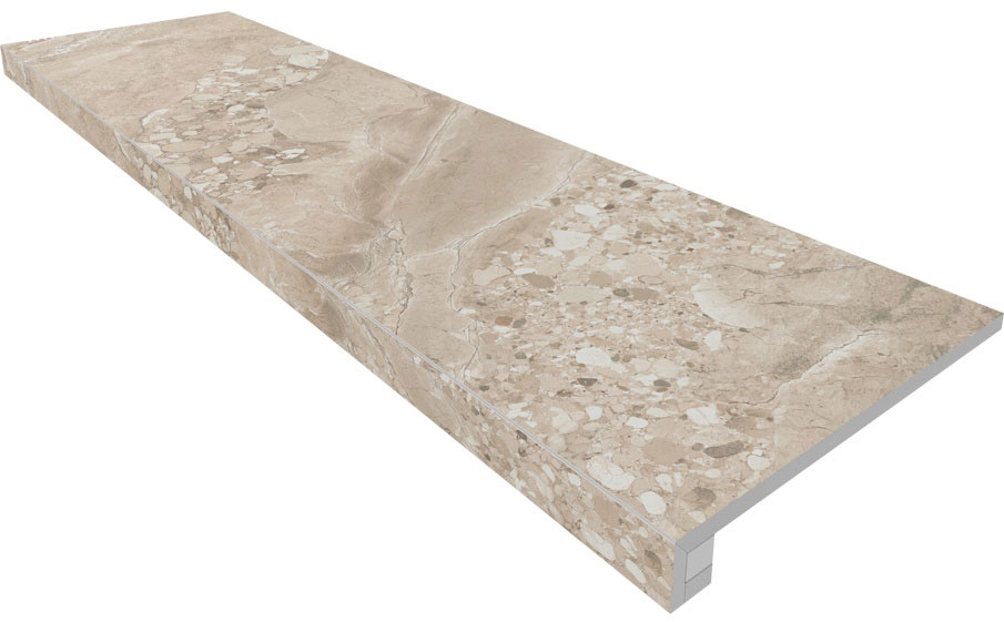 Комплект ступень с прямоугольным бортиком и подступенок Ametis Oceanmist OM02, неполированнный