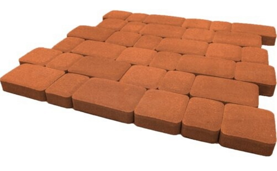 Плитка тротуарная SteinRus Инсбрук Альт А.1.Фсм.4, гладкая, оранжевый, толщина 40 мм