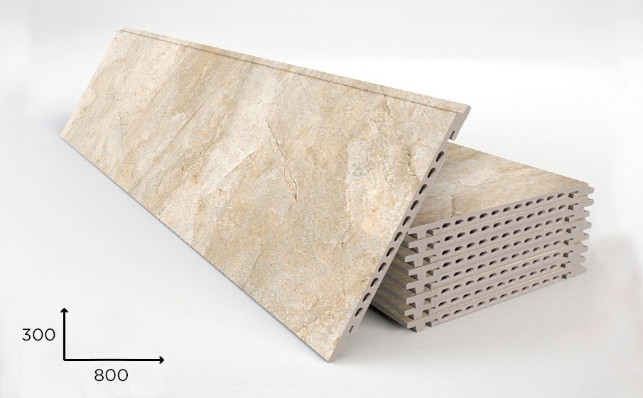 Керамогранитная плита Faveker GA16 для НФС, Rocks Beige, 800*300*18 мм