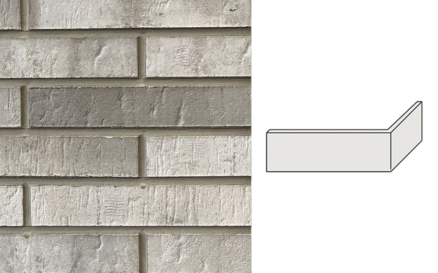 Клинкерная плитка угловая INTERBAU RetroBrick, INT 320 Hellgrau, 290*115*52*12 мм