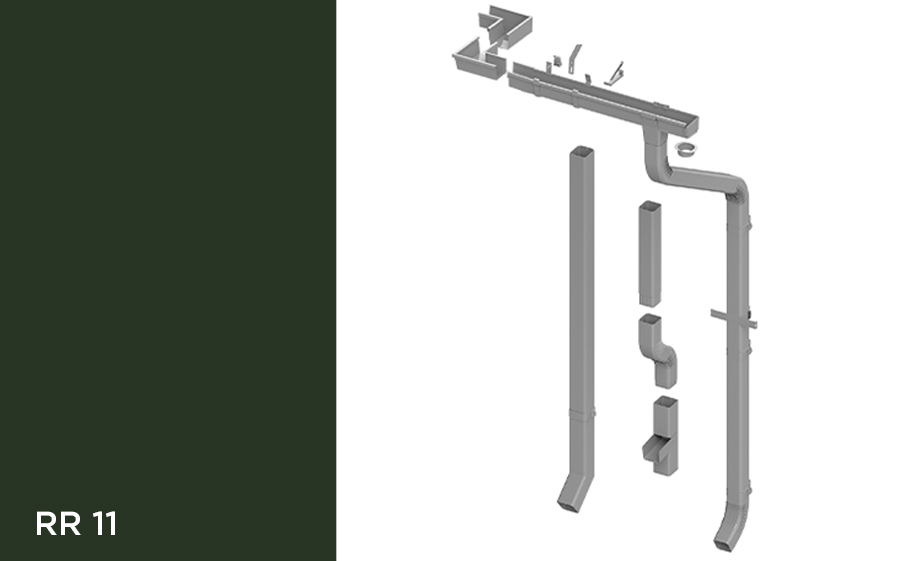 Квадратная водосточная система Orima 110/85*85 мм, RR 11