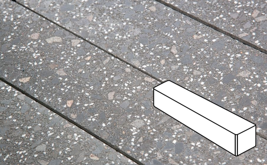 Плитка тротуарная Готика, Granite FINO, Ригель Б.3.П.8, Ильменит, 360*80*80 мм