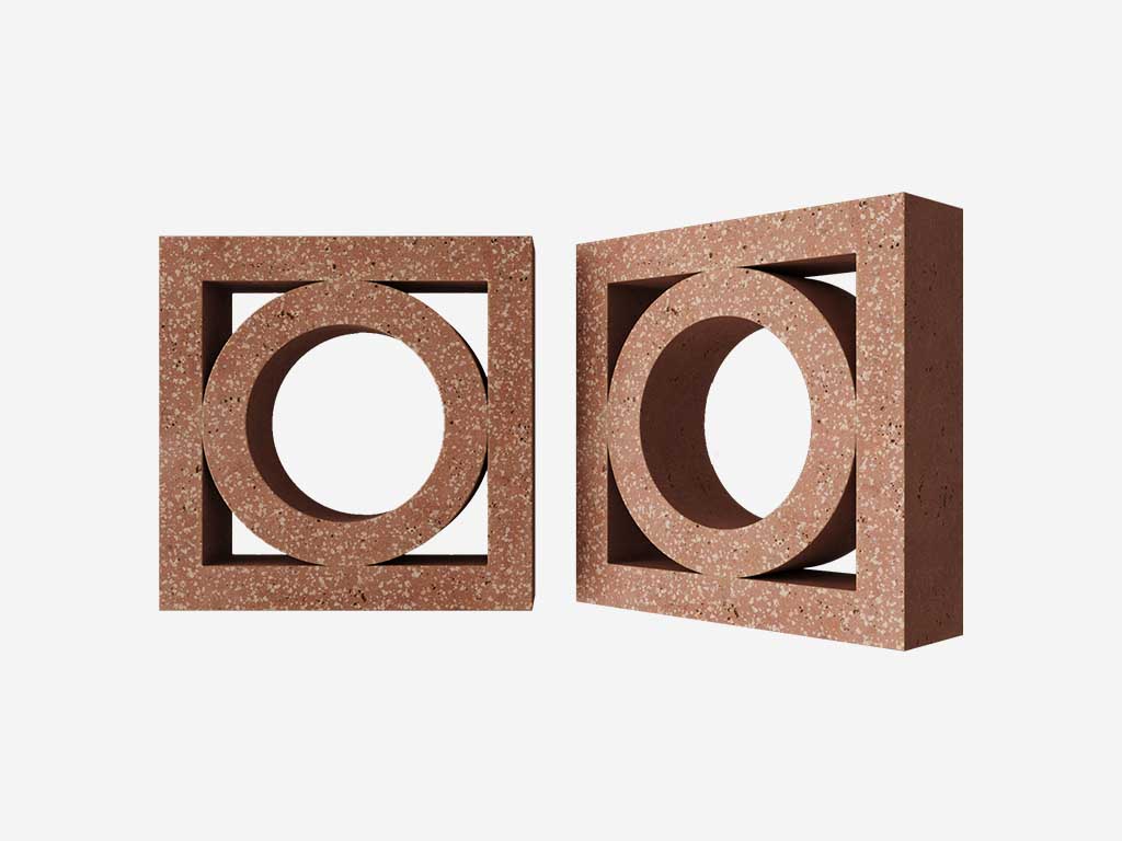 Декоративный бриз-блок Mesterra Кобого / Cobogo 0101, терракотовый LUX, 250*250*90 мм