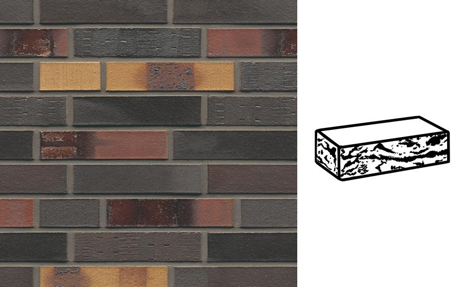 Кирпич клинкерный Muhr 40 Kobalt Spezial geflammt готик, 240*115*52 мм