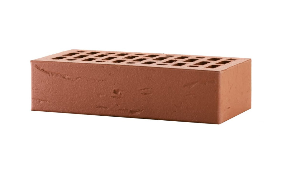 Кирпич облицовочный ЛСР, темно-красный, рустик, утолщенные стенки, 250*120*65 мм
