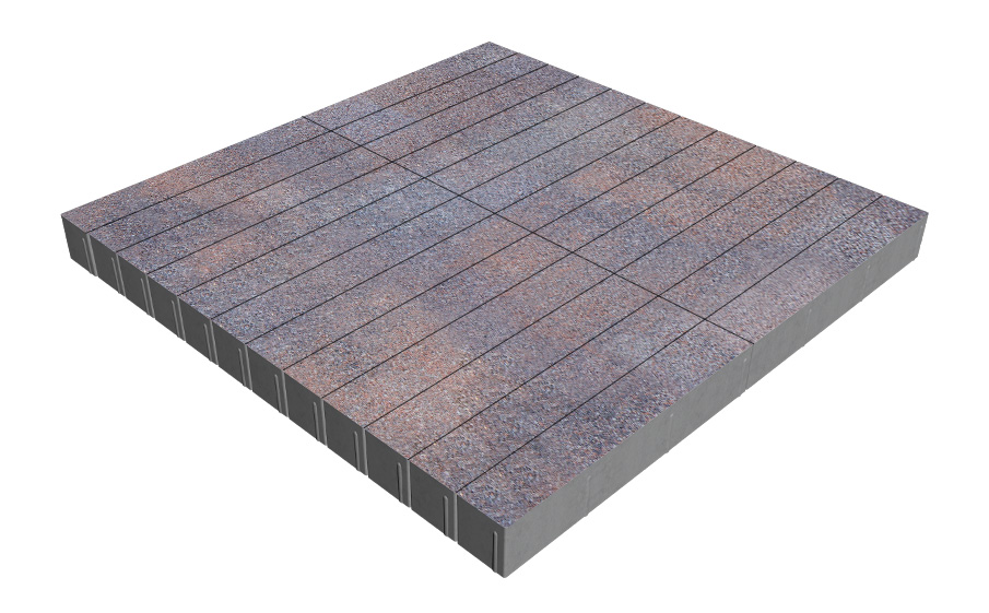 Плитка тротуарная SteinRus Кроссбар Хэви лонг Б.14.П.10, Backwash, Рица, 600*100*100 мм