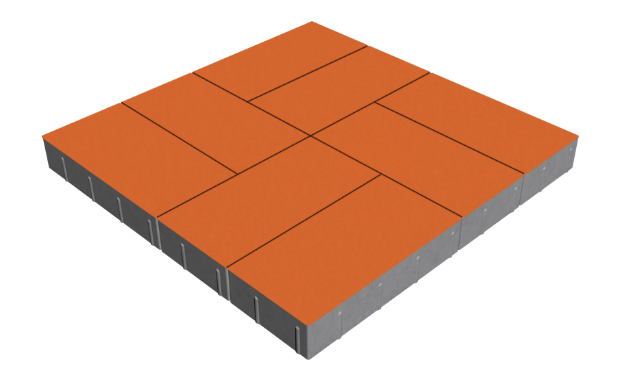 Плитка тротуарная SteinRus Грас Б.4.П.8, гладкая, оранжевый, 400*200*80 мм