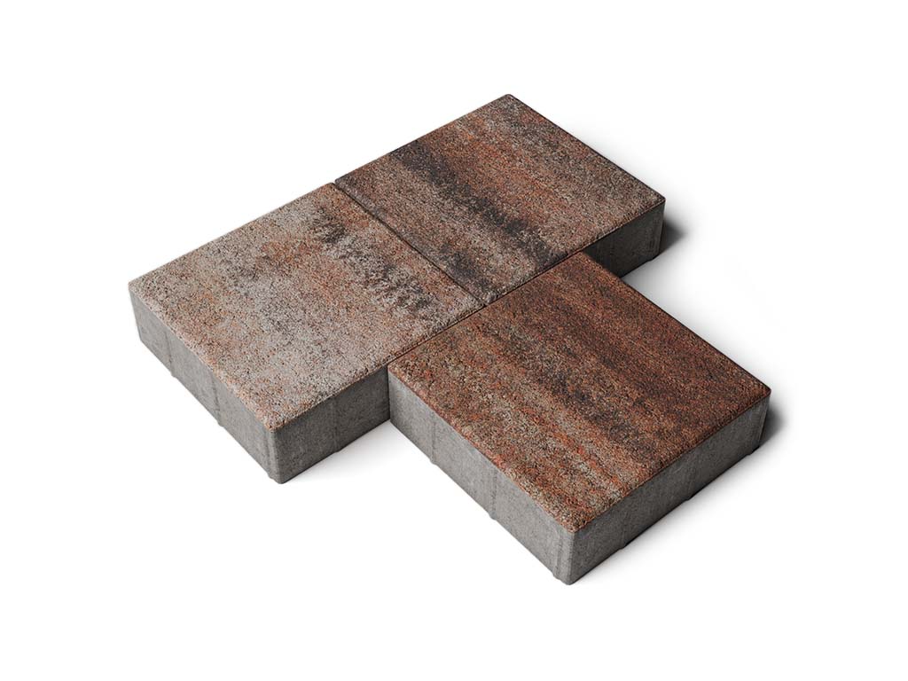 Плитка тротуарная Квадрат Б.1.К.10 листопад гранит клен, 300*300*100 мм 