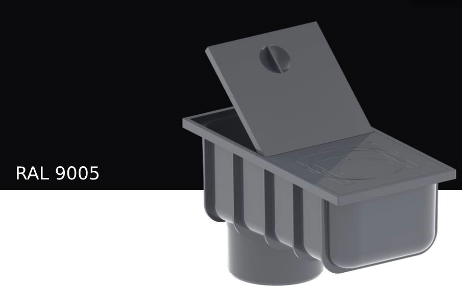 Отстойник KROP PVC Квадрат для системы D 135/80*80 мм, RAL 9005