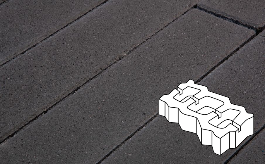 Плитка тротуарная Готика Profi, Газонная решетка Б.4.ГР.8, черный, частичный прокрас, с/ц, 450*225*80 мм