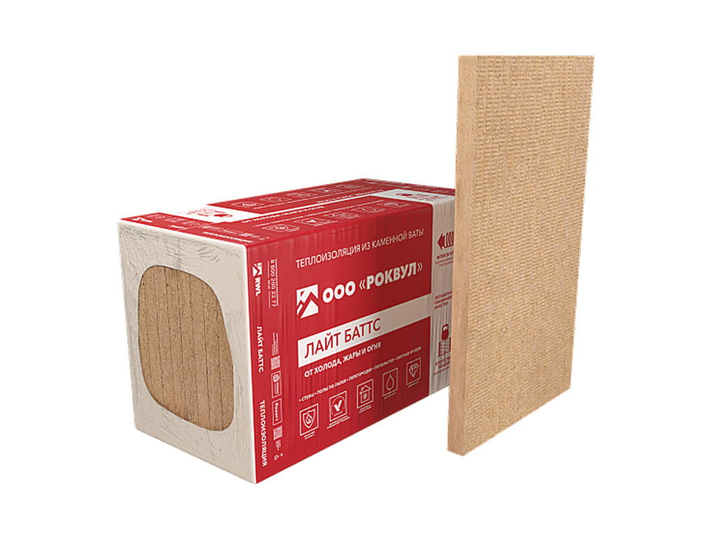 Утеплитель РОКВУЛ ЛАЙТ БАТТС, 10 шт/уп, 1000*600*50 мм