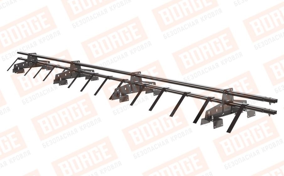 Снегозадержатель трубчатый Borge для профнастила H-114 оцинкованный RAL 8019, 3 м