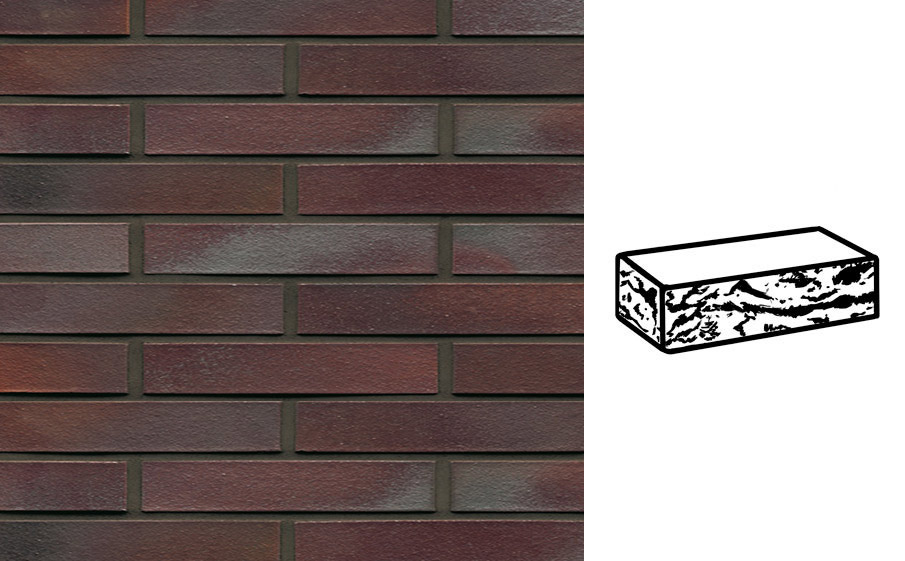 Кирпич клинкерный Muhr 10 Violettblau geflammt готик, 240*90*40 мм