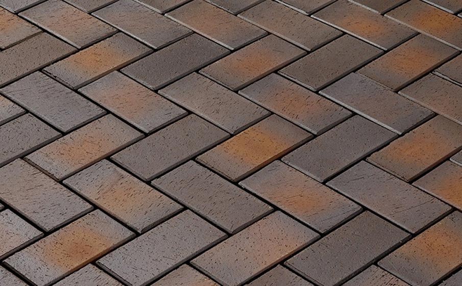Тротуарная клинкерная брусчатка Vandersanden Calau 45, коричнево-красный, 200*100*45 мм