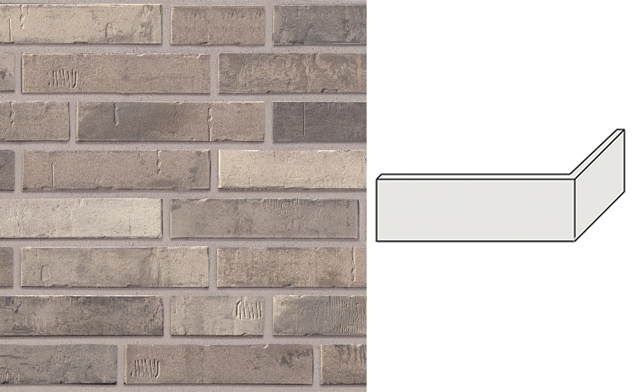 Клинкерная плитка угловая Stroeher Kontur EG, 477 grau-mix engobiert, 240*115*52*12 мм
