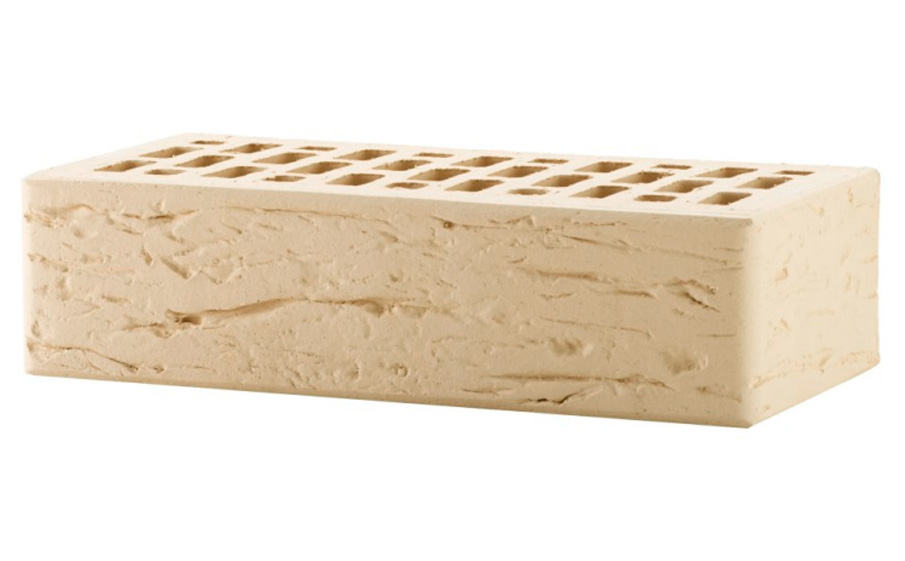 Кирпич облицовочный ЛСР бежевый рустик, утолщенные стенки, 250*120*65 мм