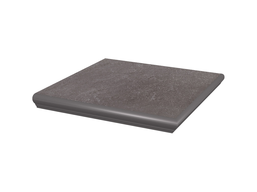 Клинкерная угловая ступень с капиносом Paradyz Taurus, Grys, 330*330*11 мм